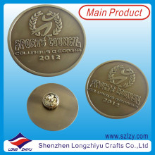 Pin redondo de solapa con monedas de bronce antiguo (LZY-10000215)